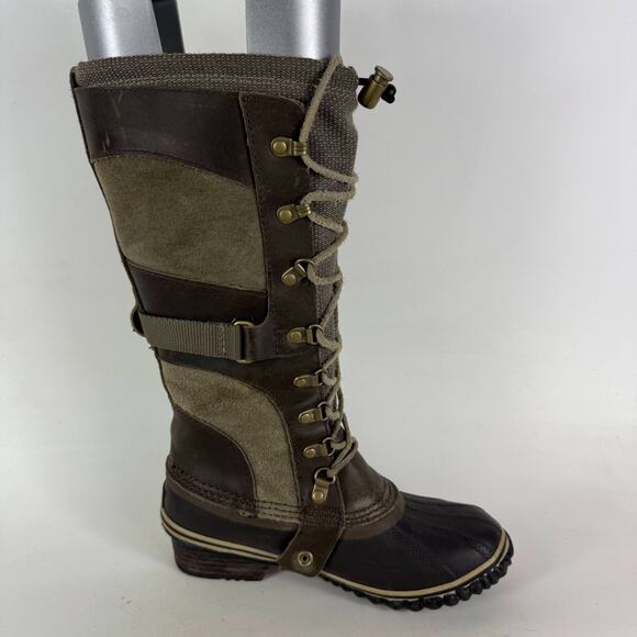 SOREL Conquest Carly Winter Boots Women's 6 Black Lace Up Waterproof NL2033-208 - Picture 3 of 9